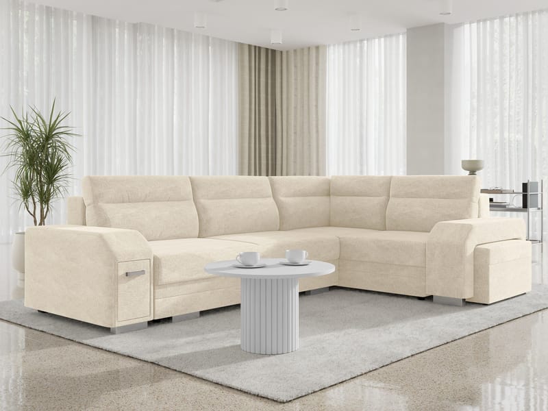 hjørnesofa Alvares Nazar 225.01 Høyrevendt - Beige - Møbler - Sofaer - Sovesofaer