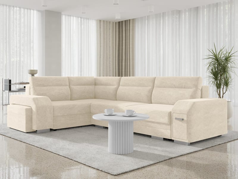 hjørnesofa Alvares Nazar 225.01 Venstrevendt - Beige - Møbler - Sofaer - Sovesofaer