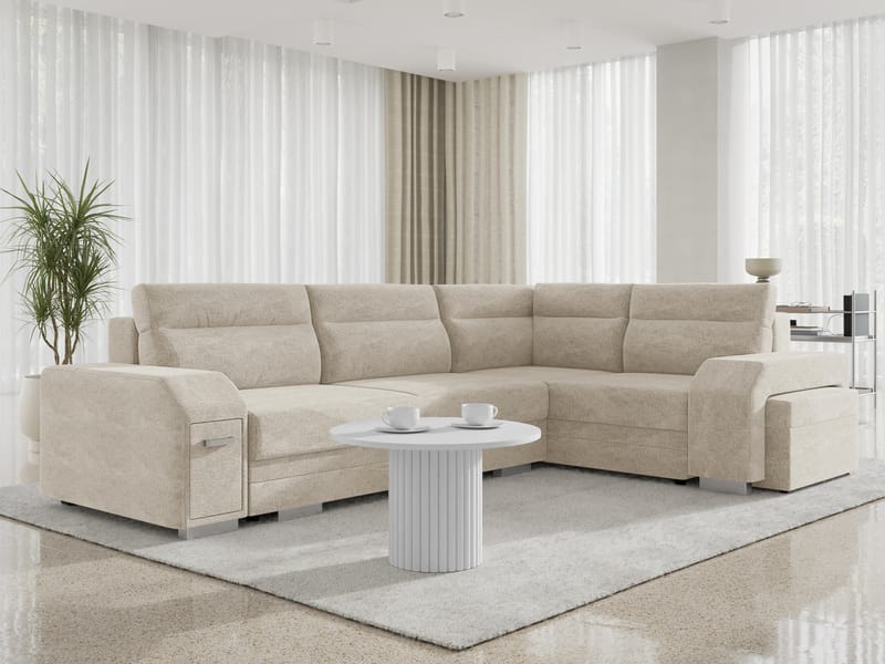 hjørnesofa Alvares Nazar 225.02 Høyrevendt - Beige - Møbler - Sofaer - Sovesofaer