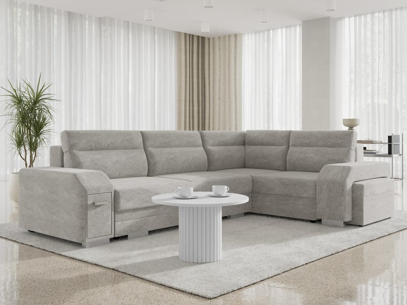 hjørnesofa Alvares Nazar 225.03 Høyrevendt - Grå - Møbler - Sofaer - Sovesofaer