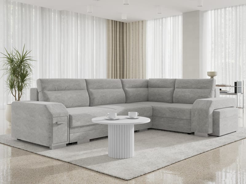 hjørnesofa Alvares Nazar 225.05 Høyrevendt - Grå - Møbler - Sofaer - Sovesofaer