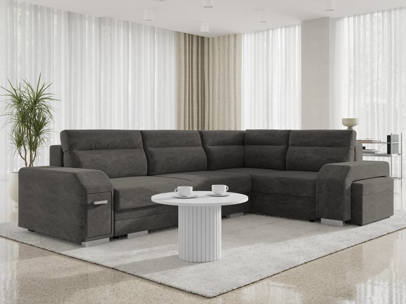 hjørnesofa Alvares Nazar 225.06 Høyrevendt - Grå - Møbler - Sofaer - Sovesofaer