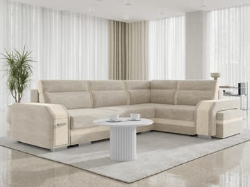 hjørnesofa Assan Nazar 225.02 + Nazar 225.01 Høyrevendt - beige - Møbler - Sofaer - Sovesofaer