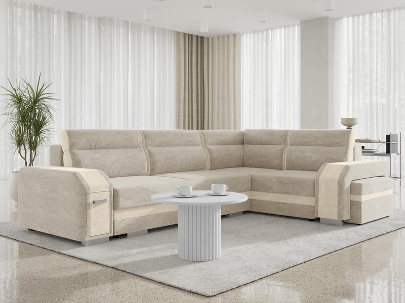hjørnesofa Assan Nazar 225.02 + Nazar 225.01 Høyrevendt - beige - Møbler - Sofaer - Sovesofaer