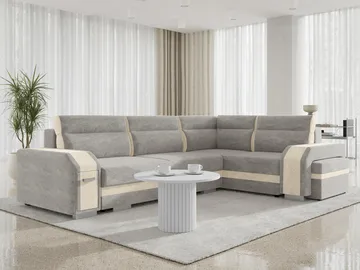 hjørnesofa Assan Nazar 225.03 + Nazar 225.01 Høyrevendt - grå, beige - Møbler - Sofaer - Sovesofaer