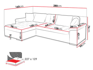hjørnesofa Diana Poso 03 Høyrevendt - Møbler - Sofaer - Sovesofaer