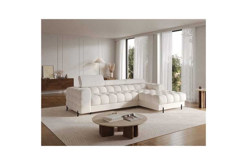Hjørnesofa Eltap Felro 285x181x93 cm - Amore 01, Hvit, Høyre - Møbler - Sofaer - Sovesofaer