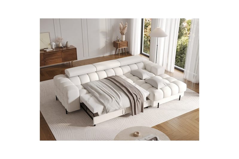 Hjørnesofa Eltap Felro 285x181x93 cm - Amore 01, Hvit, Høyre - Møbler - Sofaer - Sovesofaer
