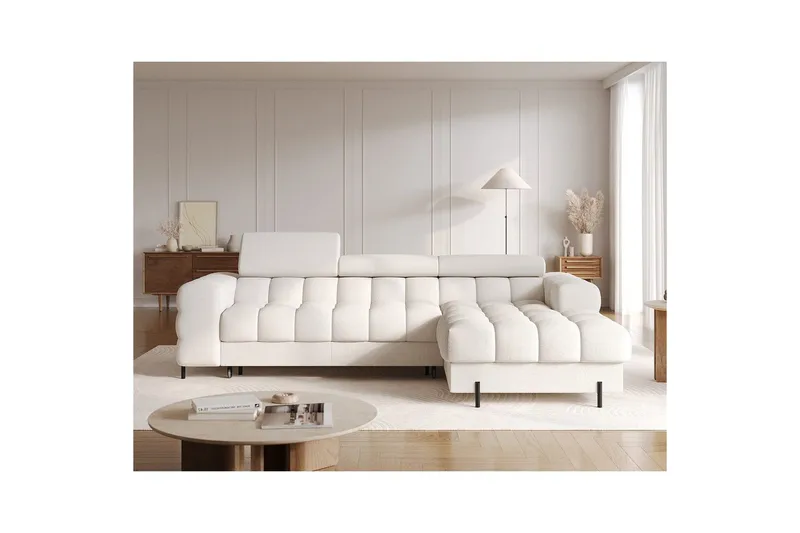 Hjørnesofa Eltap Felro 285x181x93 cm - Amore 01, Hvit, Høyre - Møbler - Sofaer - Sovesofaer