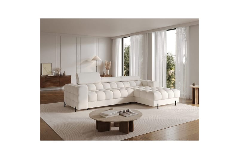 Hjørnesofa Eltap Felro 285x181x93 cm - Amore 01, Hvit, Høyre - Møbler - Sofaer - Sovesofaer