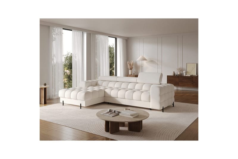 Hjørnesofa Eltap Felro 285x181x93 cm - Amore 01, Hvit, Venstre - Møbler - Sofaer - Sovesofaer