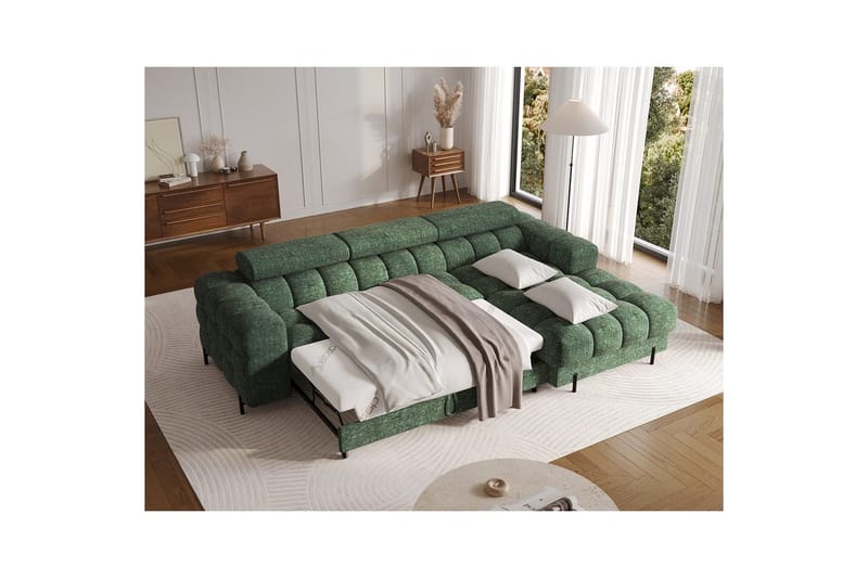 Hjørnesofa Eltap Felro 285x181x93 cm - Amore 35, Grønn, Høyre - Møbler - Sofaer - Sovesofaer