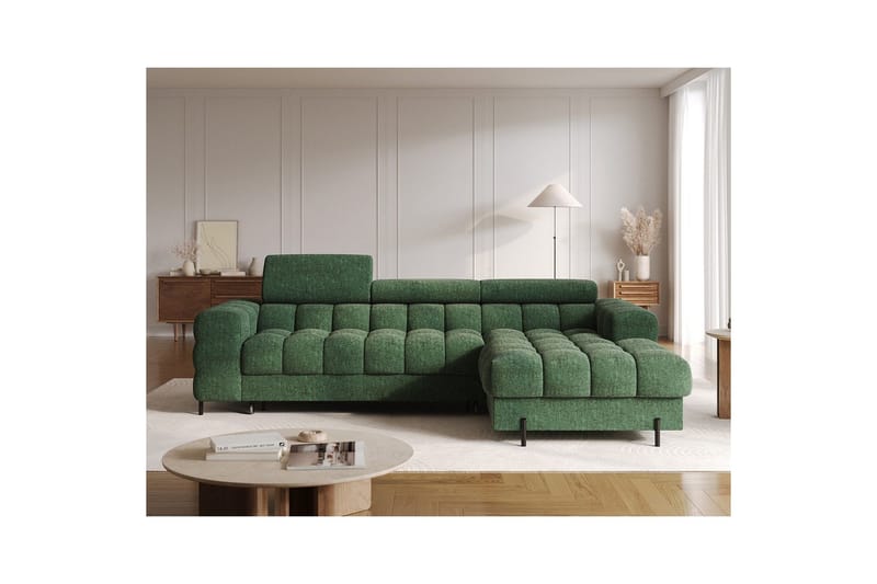 Hjørnesofa Eltap Felro 285x181x93 cm - Amore 35, Grønn, Høyre - Møbler - Sofaer - Sovesofaer