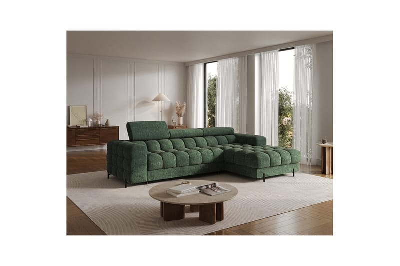 Hjørnesofa Eltap Felro 285x181x93 cm - Amore 35, Grønn, Høyre - Møbler - Sofaer - Sovesofaer