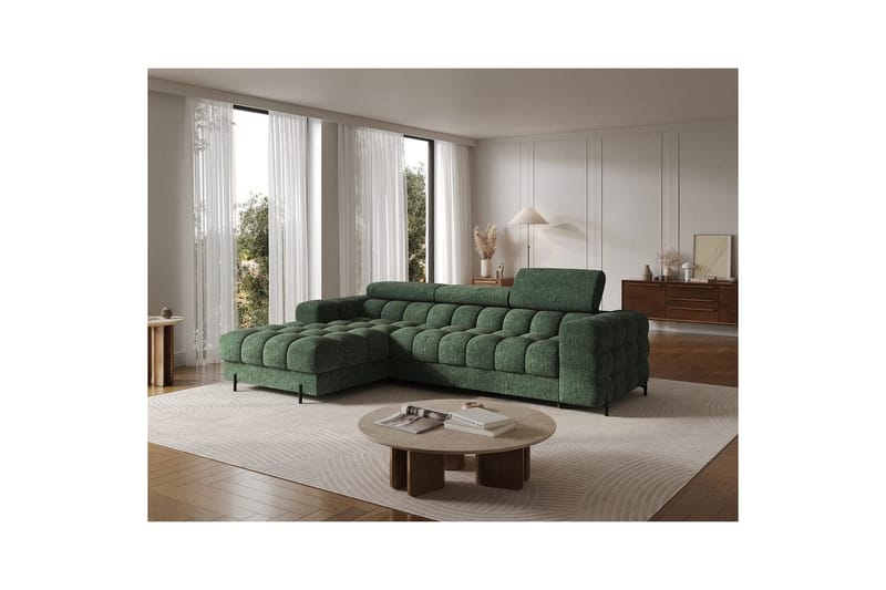Hjørnesofa Eltap Felro 285x181x93 cm - Amore 35, Grønn, Venstre - Møbler - Sofaer - Sovesofaer