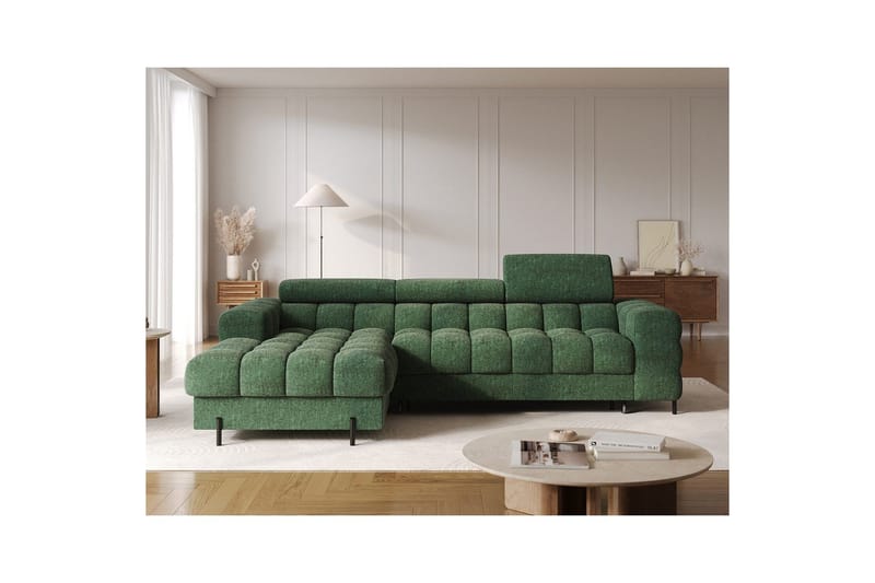 Hjørnesofa Eltap Felro 285x181x93 cm - Amore 35, Grønn, Venstre - Møbler - Sofaer - Sovesofaer