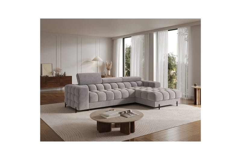 Hjørnesofa Eltap Felro 285x181x93 cm - Aura 04, Grå, Høyre - Møbler - Sofaer - Sovesofaer
