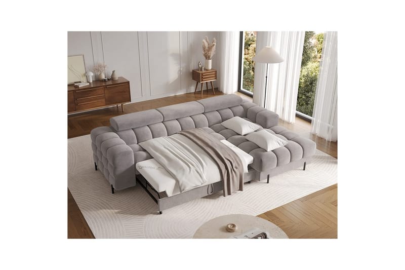 Hjørnesofa Eltap Felro 285x181x93 cm - Aura 04, Grå, Høyre - Møbler - Sofaer - Sovesofaer