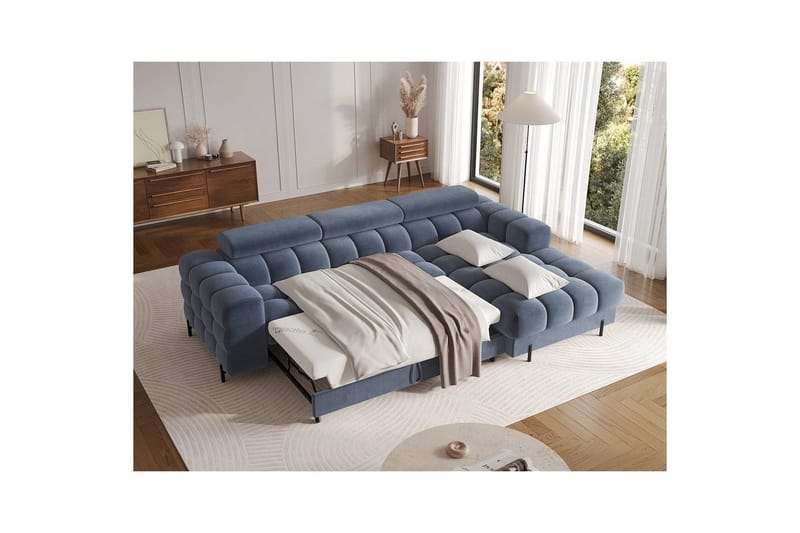 Hjørnesofa Eltap Felro 285x181x93 cm - Aura 40, Blå, Høyre - Møbler - Sofaer - Sovesofaer