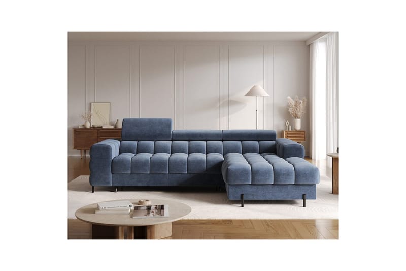 Hjørnesofa Eltap Felro 285x181x93 cm - Aura 40, Blå, Høyre - Møbler - Sofaer - Sovesofaer