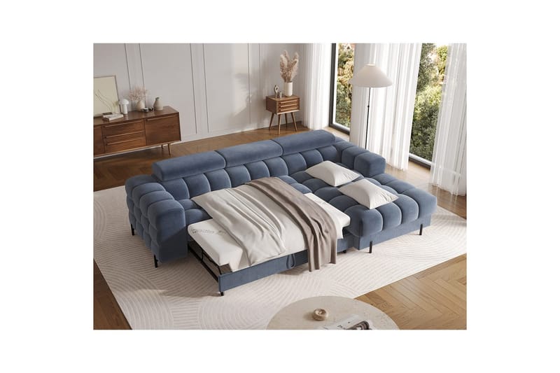 Hjørnesofa Eltap Felro 285x181x93 cm - Aura 40, Blå, Høyre - Møbler - Sofaer - Sovesofaer