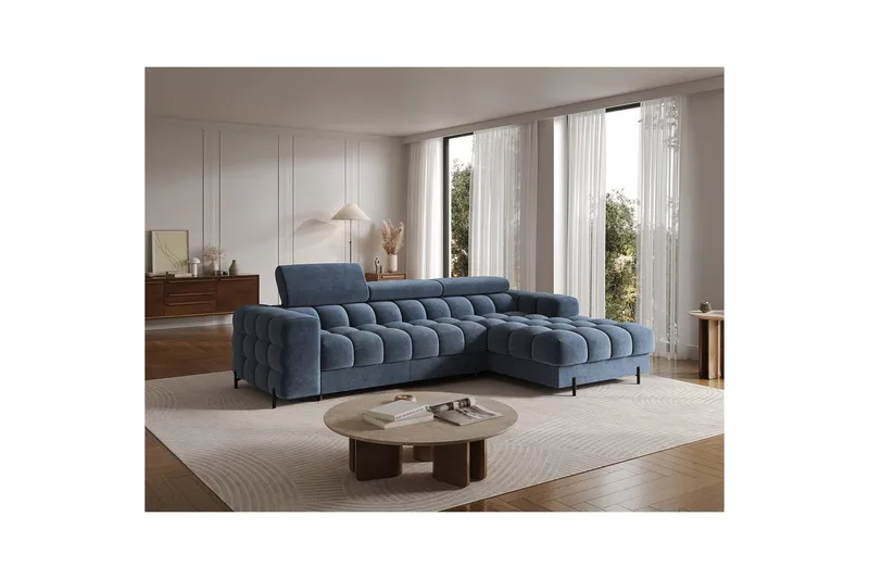 Hjørnesofa Eltap Felro 285x181x93 cm - Aura 40, Blå, Høyre - Møbler - Sofaer - Sovesofaer