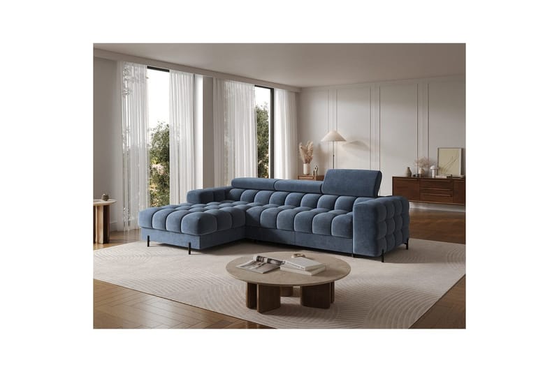 Hjørnesofa Eltap Felro 285x181x93 cm - Aura 40, Blå, Venstre - Møbler - Sofaer - Sovesofaer