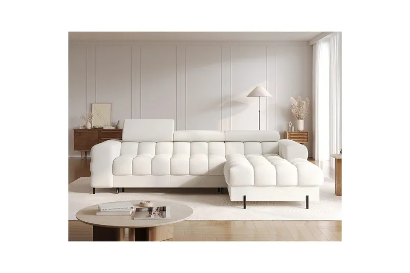 Hjørnesofa Eltap Felro 285x181x93 cm - Royal 01, Hvit, Høyre - Møbler - Sofaer - Sovesofaer