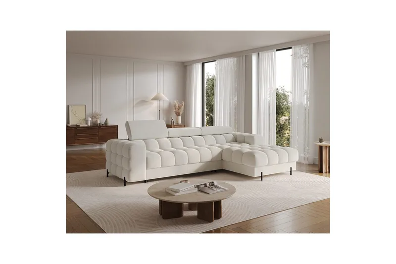 Hjørnesofa Eltap Felro 285x181x93 cm - Royal 01, Hvit, Høyre - Møbler - Sofaer - Sovesofaer