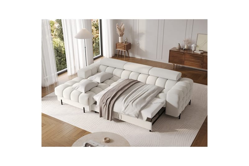 Hjørnesofa Eltap Felro 285x181x93 cm - Royal 01, Hvit, Venstre - Møbler - Sofaer - Sovesofaer