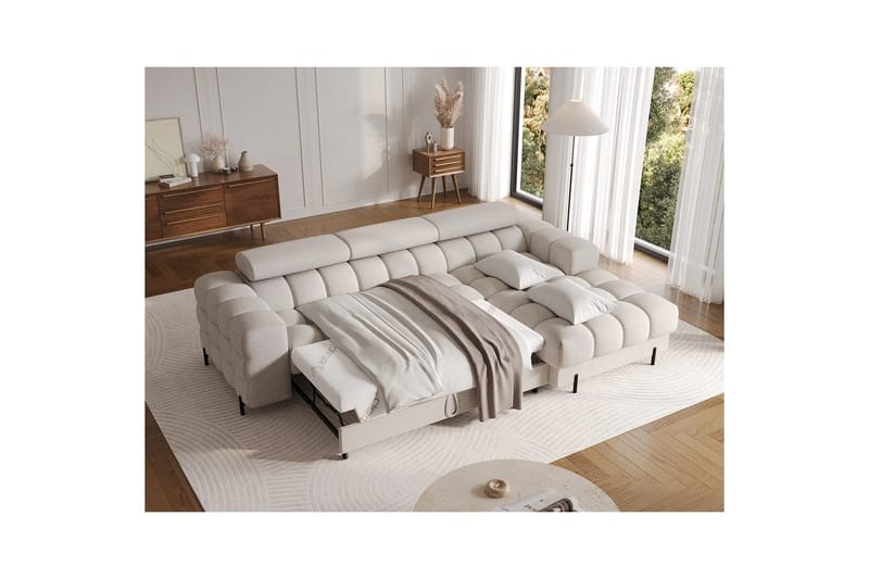 Hjørnesofa Eltap Felro 285x181x93 cm - Royal 18, Beige, Høyre - Møbler - Sofaer - Sovesofaer