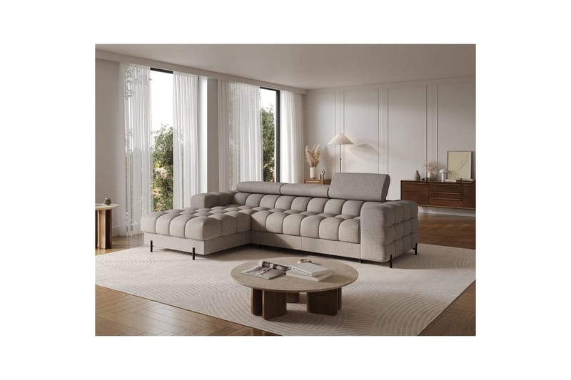 Hjørnesofa Eltap Felro 285x181x93 cm - Royal 20, Beige, Venstre - Møbler - Sofaer - Sovesofaer