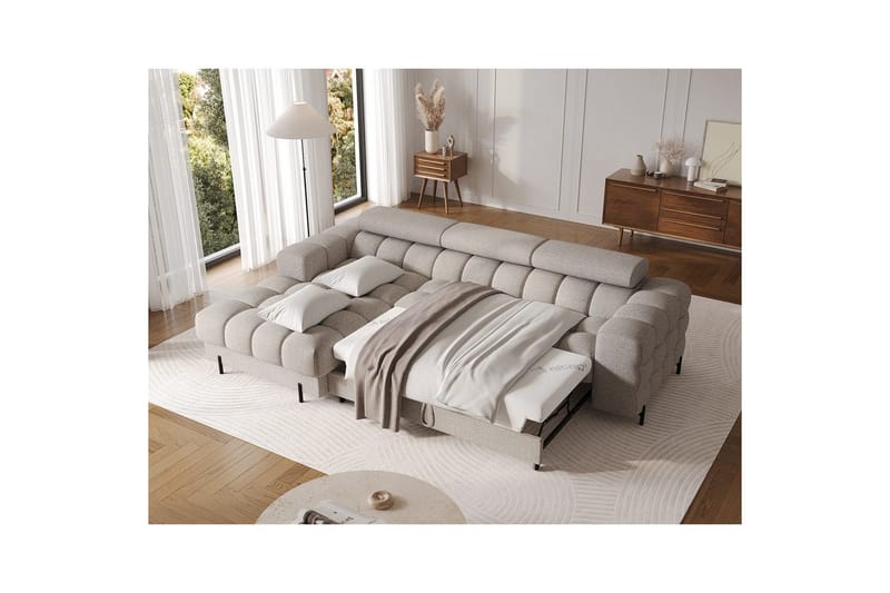 Hjørnesofa Eltap Felro 285x181x93 cm - Royal 20, Beige, Venstre - Møbler - Sofaer - Sovesofaer