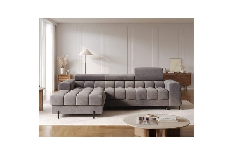 Hjørnesofa Eltap Felro 285x181x93 cm - Sola 04, Grå, Venstre - Møbler - Sofaer - Sovesofaer