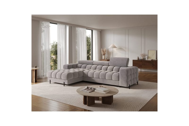 Hjørnesofa Eltap Felro 285x181x93 cm - Sola 04, Grå, Venstre - Møbler - Sofaer - Sovesofaer