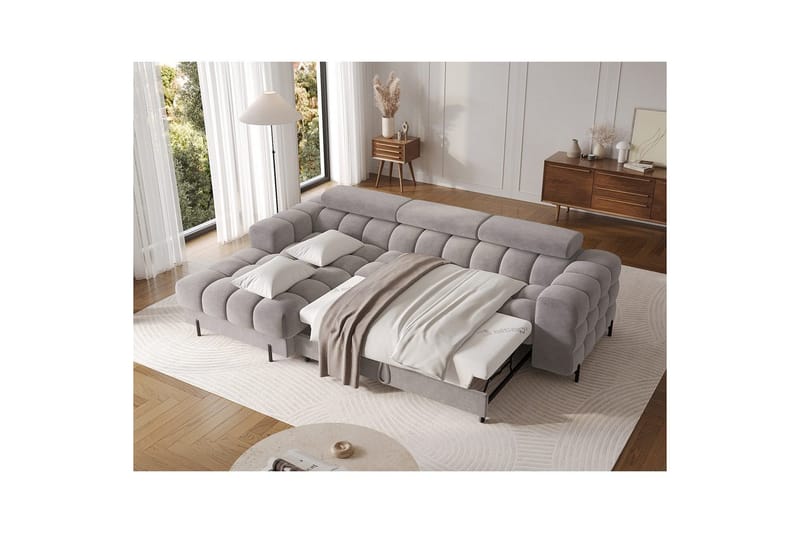 Hjørnesofa Eltap Felro 285x181x93 cm - Sola 04, Grå, Venstre - Møbler - Sofaer - Sovesofaer