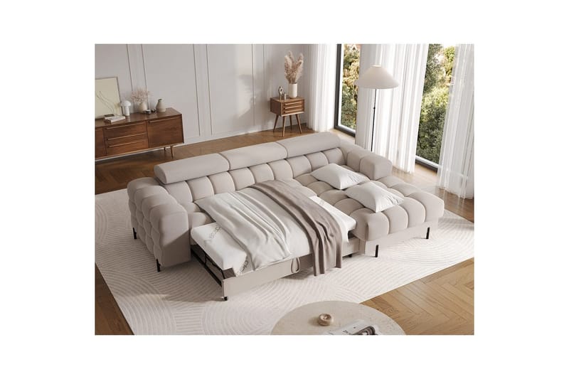Hjørnesofa Eltap Felro 285x181x93 cm - Sola 18, Beige, Høyre - Møbler - Sofaer - Sovesofaer