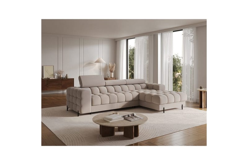 Hjørnesofa Eltap Felro 285x181x93 cm - Sola 18, Beige, Høyre - Møbler - Sofaer - Sovesofaer