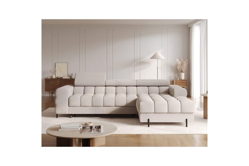 Hjørnesofa Eltap Felro 285x181x93 cm - Sola 18, Beige, Høyre - Møbler - Sofaer - Sovesofaer
