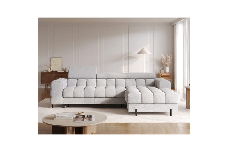 Hjørnesofa Eltap Felro 285x181x93 cm - Pellerito 03, Grå, Høyre - Møbler - Sofaer - Sovesofaer