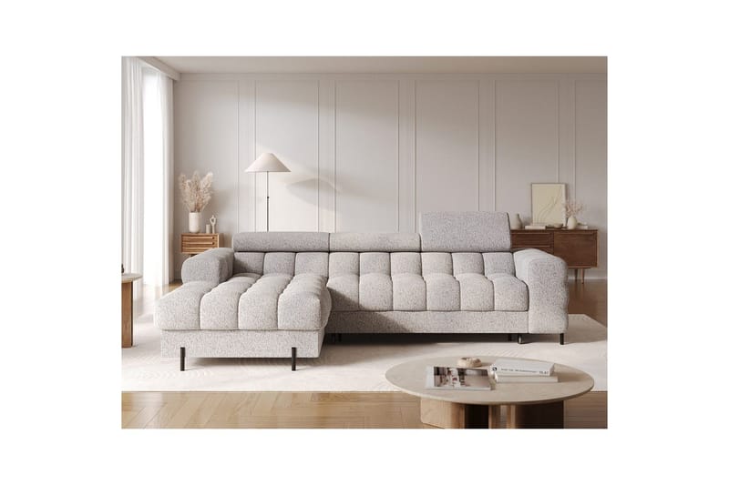 Hjørnesofa Eltap Felro 285x181x93 cm - Pellerito 20, Grå, Venstre - Møbler - Sofaer - Sovesofaer