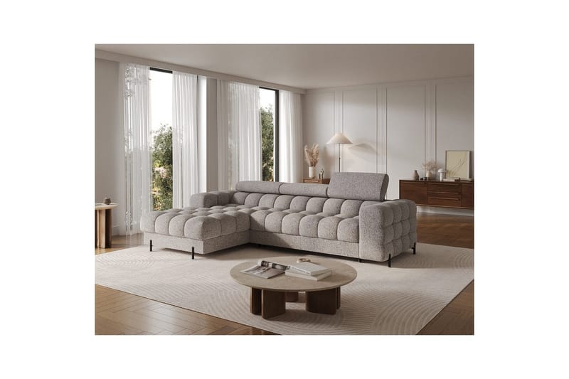 Hjørnesofa Eltap Felro 285x181x93 cm - Pellerito 20, Grå, Venstre - Møbler - Sofaer - Sovesofaer