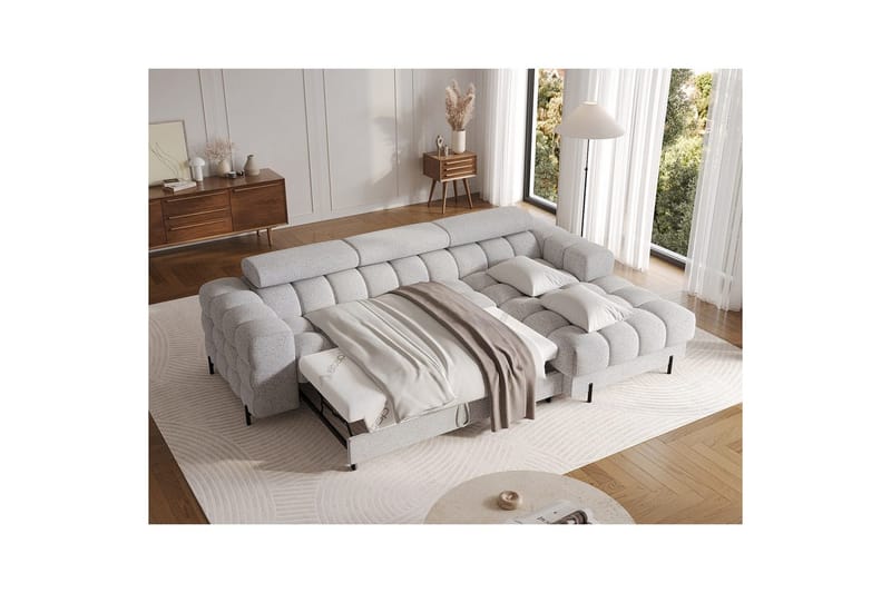 Hjørnesofa Eltap Felro 285x181x93 cm - Pellerito 03, Grå, Høyre - Møbler - Sofaer - Sovesofaer
