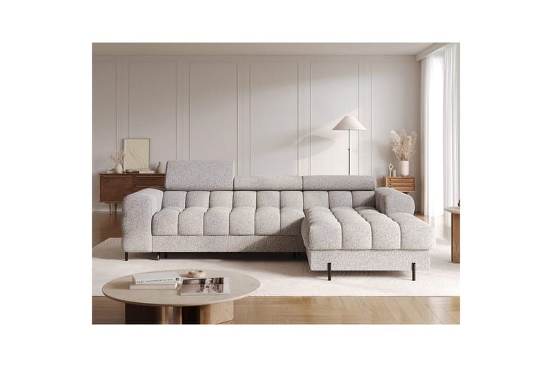 Hjørnesofa Eltap Felro 285x181x93 cm - Pellerito 20, Grå, Høyre - Møbler - Sofaer - Sovesofaer