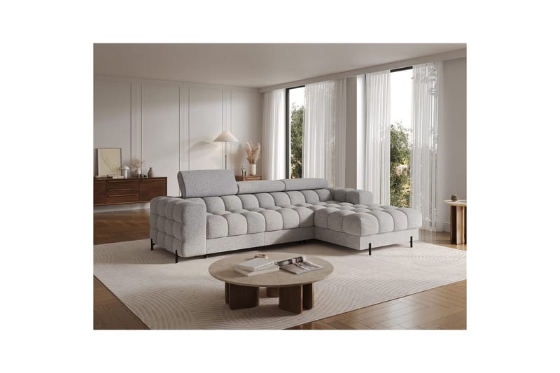 Hjørnesofa Eltap Felro 285x181x93 cm - Pellerito 03, Grå, Høyre - Møbler - Sofaer - Sovesofaer