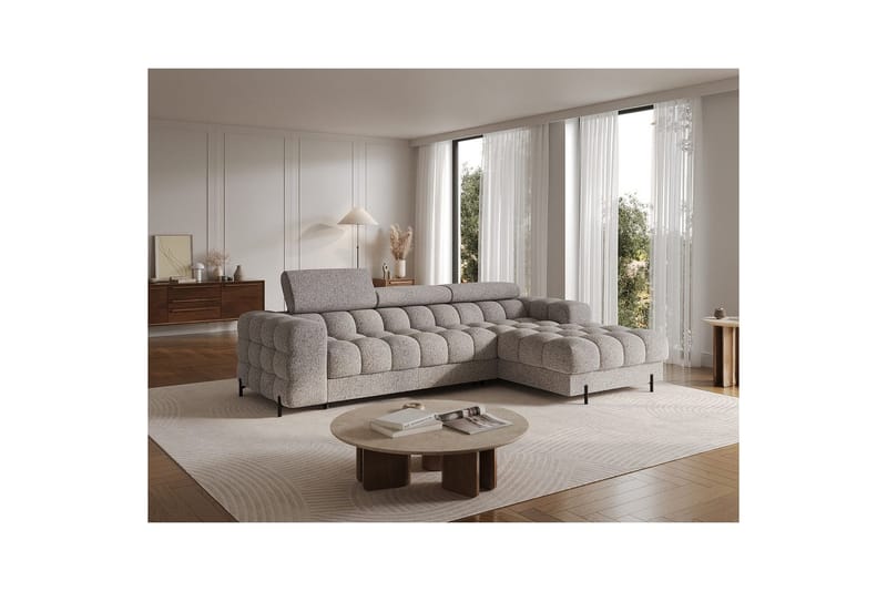Hjørnesofa Eltap Felro 285x181x93 cm - Pellerito 20, Grå, Høyre - Møbler - Sofaer - Sovesofaer