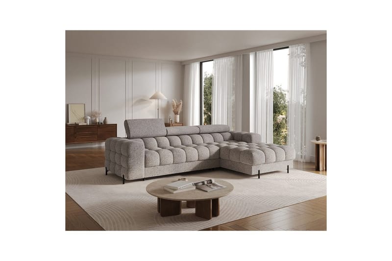 Hjørnesofa Eltap Felro 285x181x93 cm - Pellerito 20, Grå, Høyre - Møbler - Sofaer - Sovesofaer