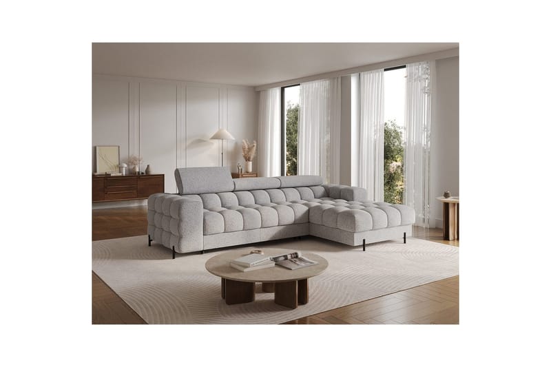 Hjørnesofa Eltap Felro 285x181x93 cm - Pellerito 03, Grå, Høyre - Møbler - Sofaer - Sovesofaer