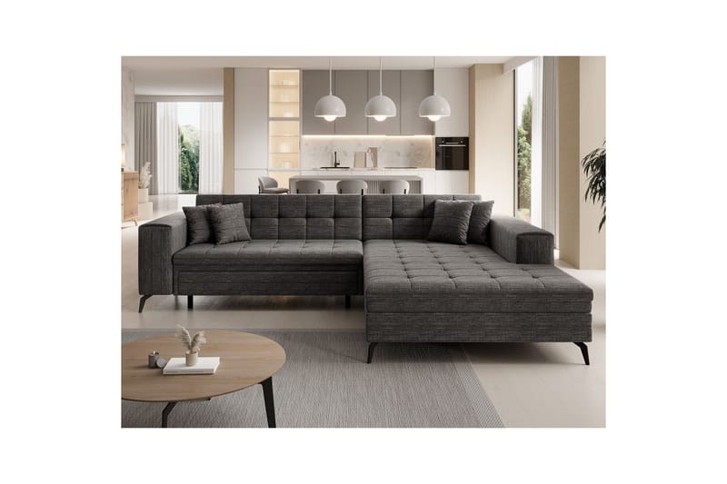 Hjørnesofa Eltap Solange 292x196x84 cm - Berlin 01, Grå, Høyre - Møbler - Sofaer - Sovesofaer