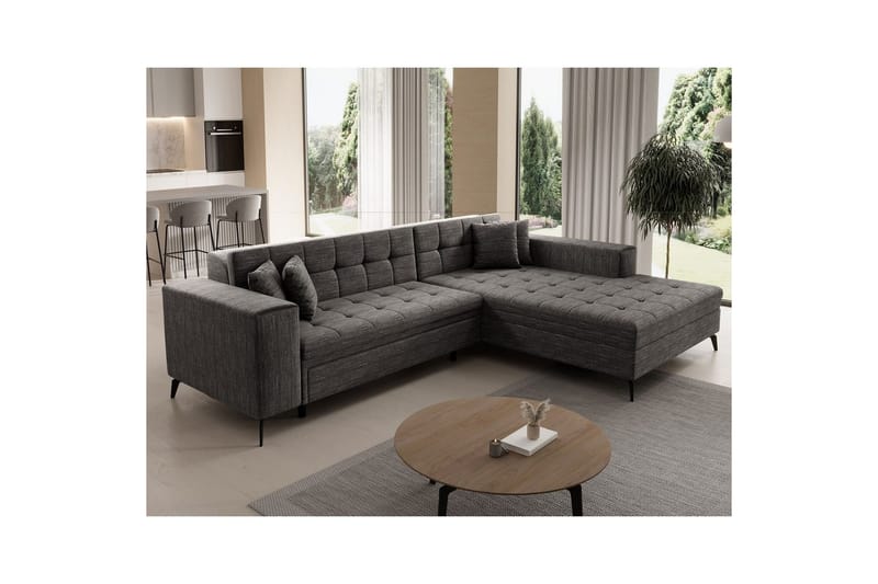 Hjørnesofa Eltap Solange 292x196x84 cm - Berlin 01, Grå, Høyre - Møbler - Sofaer - Sovesofaer